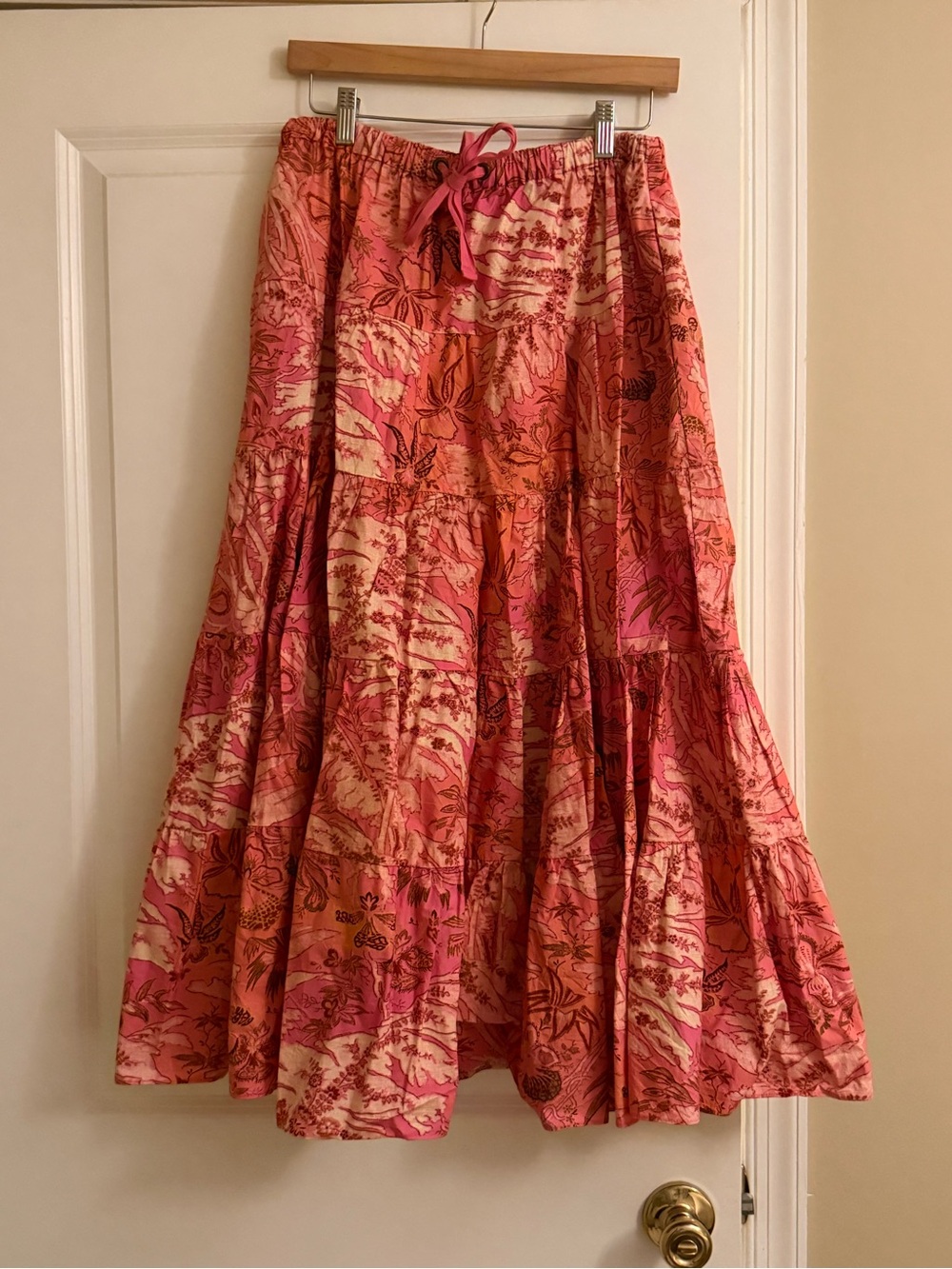 Ulla Johnson Makana Floral Tiered Midi Skirt with Drawstring - Picture 2 of 8